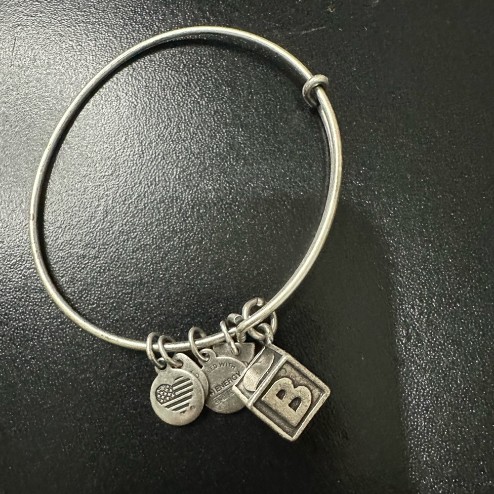 Alex and Ani Charity by Design BABY Block silver tone bangle EUC